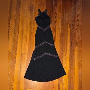 Formal Black Gown With Pink sparkley Beads Size 3/4